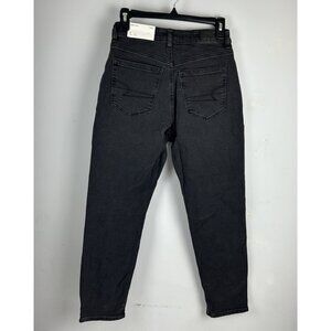 American Eagle Mom Jeans Black High Rise Size 2 26W Rigid Stretch Denim